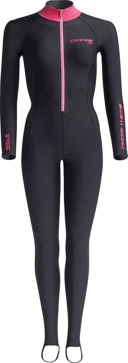 Cressi Skin Ganzkörperanzug Damen 1mm Schwarz Pink – Frontansicht